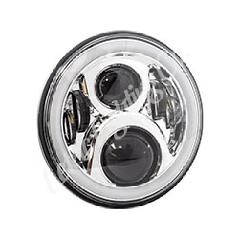 Letric Lighting 7in Led Chrome Full-Halo Indian - Click Image to Close