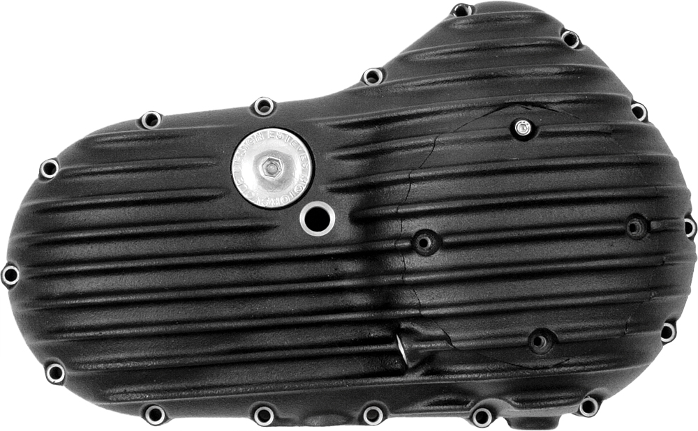 Ribster Primary Cover Ribbed Black w/Rubber Mount - For 04-17 Harley XL - Click Image to Close