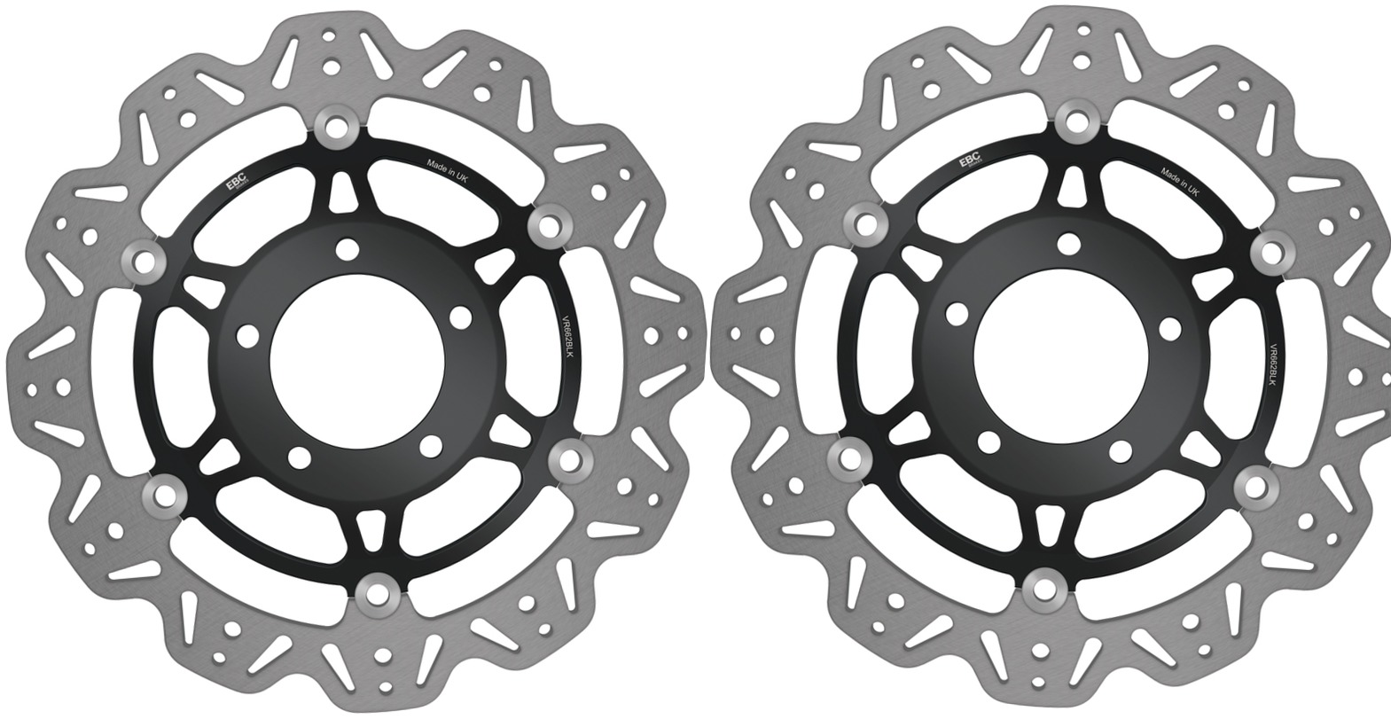 Front VEE Brake Rotors - Black - VEE Style Brake Rotor - Black Center Front Set - Click Image to Close