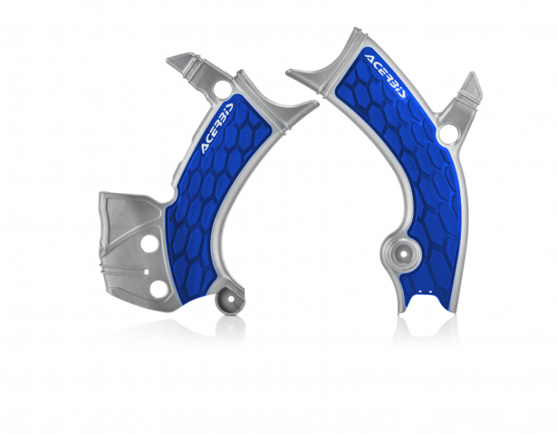 X-Grip Frame Guards Silver/Blue - For 18-24 Yamaha WR/YZ 250/450 F/FX - Click Image to Close