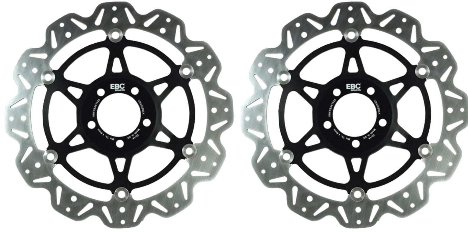 Front VEE Brake Rotors - Black - VEE Style Brake Rotor - Black Center Front Set - Click Image to Close