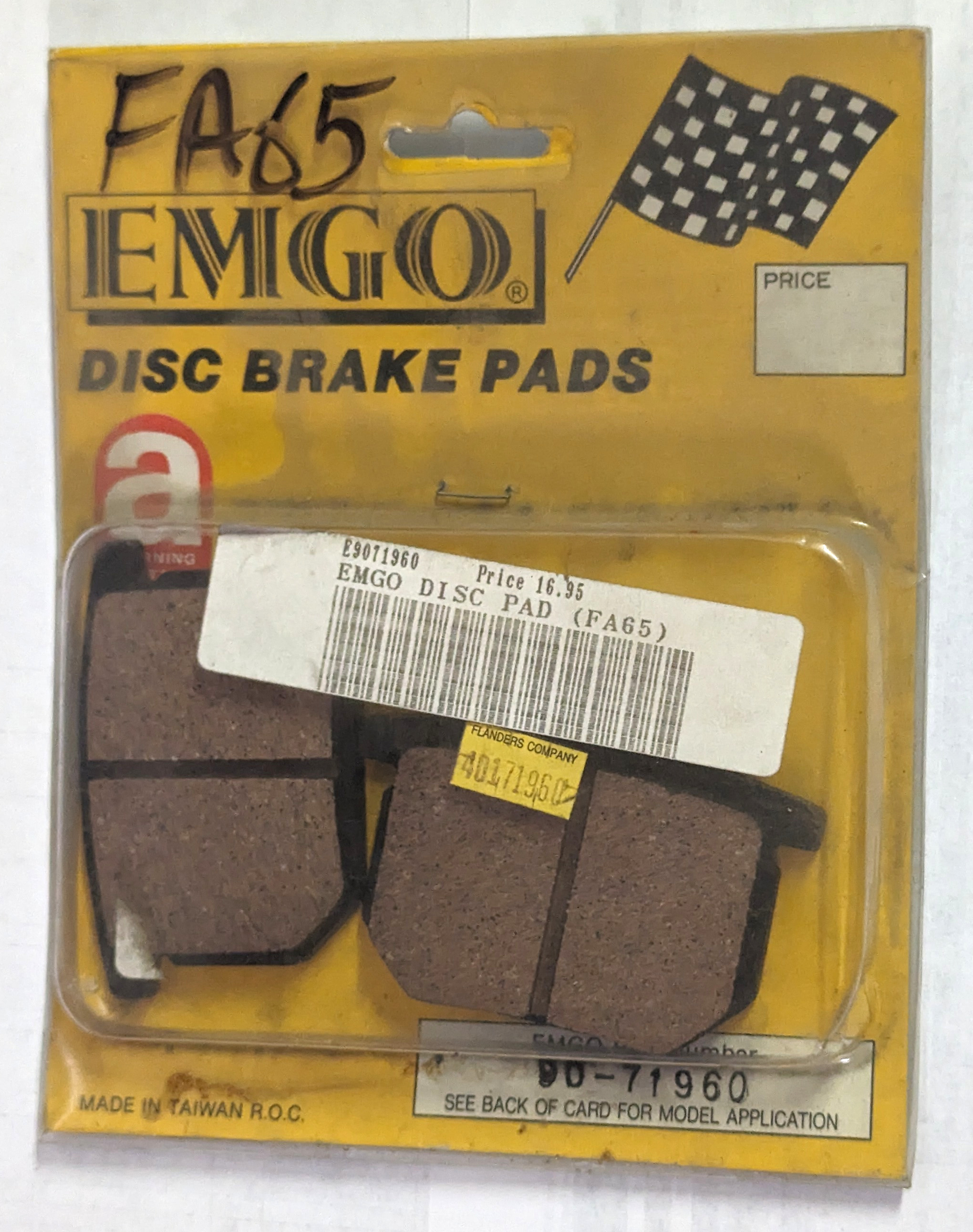 N.O.S. Front Organic Brake Pads - Click Image to Close