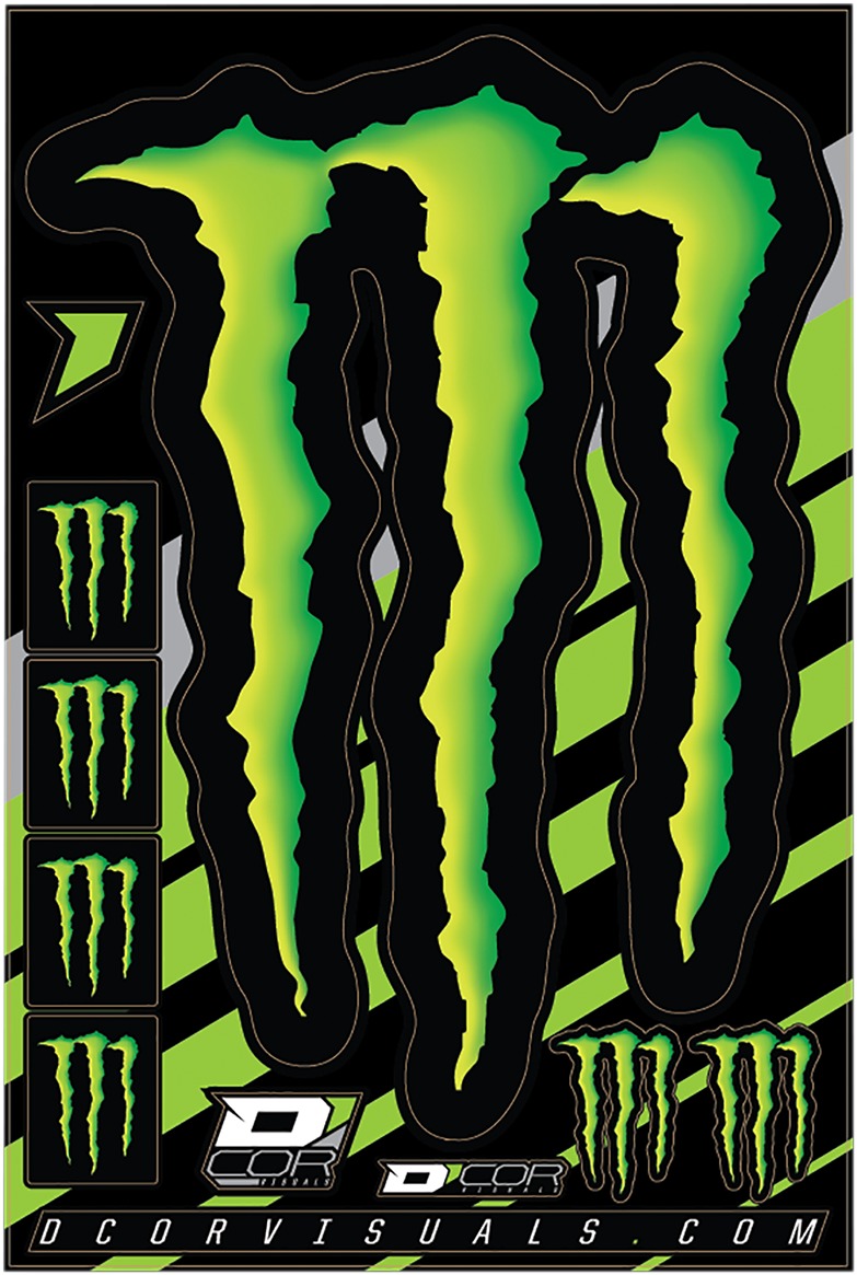 Monster Energy "Claw" Universal Decal Sheet - 12 mil Ultracurve Vinyl - Click Image to Close