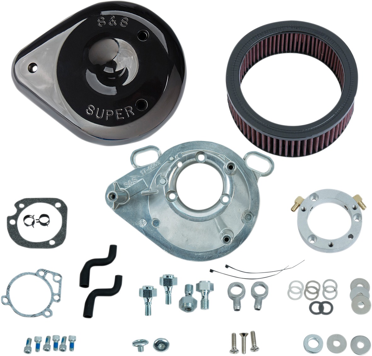 Stock Fuel System Air Cleaner Kits - Teardrop Air Cleaner Kit Blk - Click Image to Close