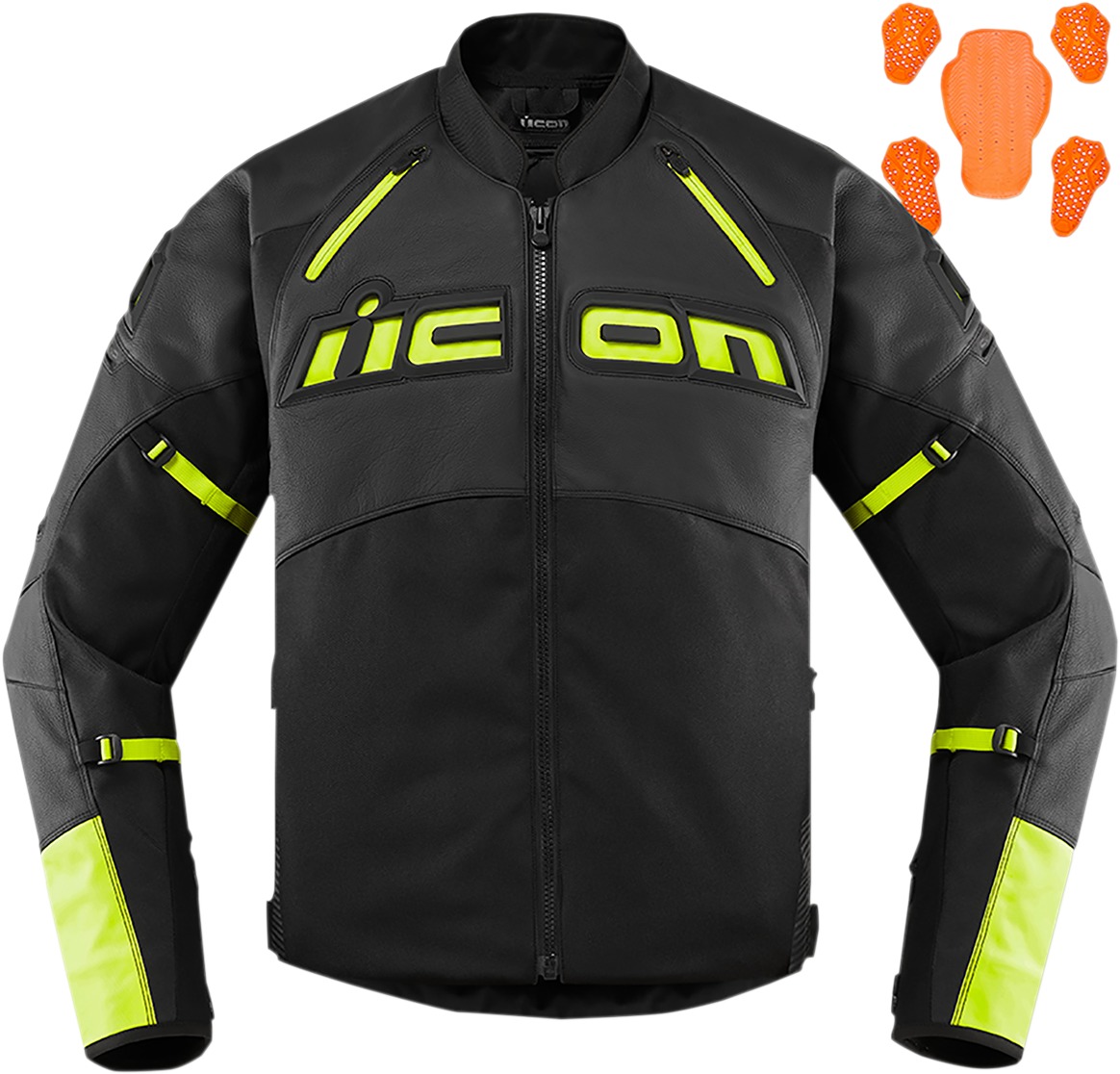 Contra 2 Leather Riding Jacket Hi-Vis Yellow 3X-Large - Click Image to Close