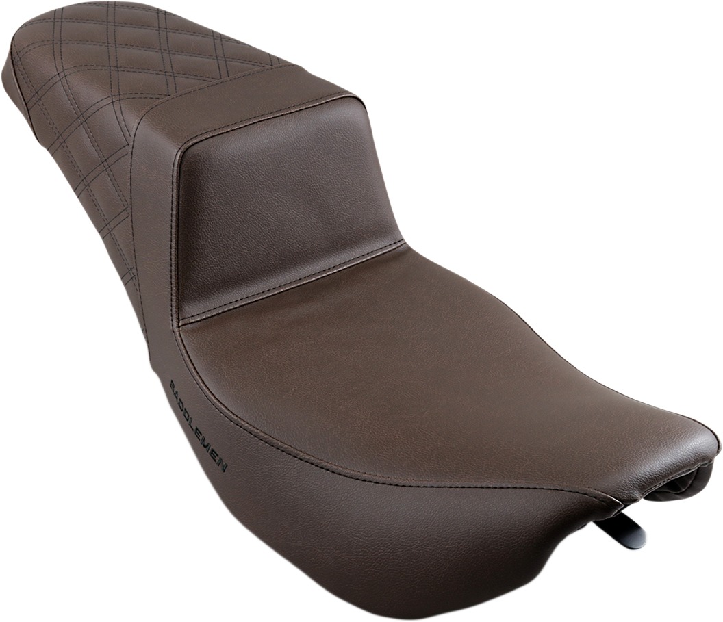 Step-Up Rear Lattice Stitch 2-Up Seat Brown - For 97-07 FLHR FLHX - Click Image to Close