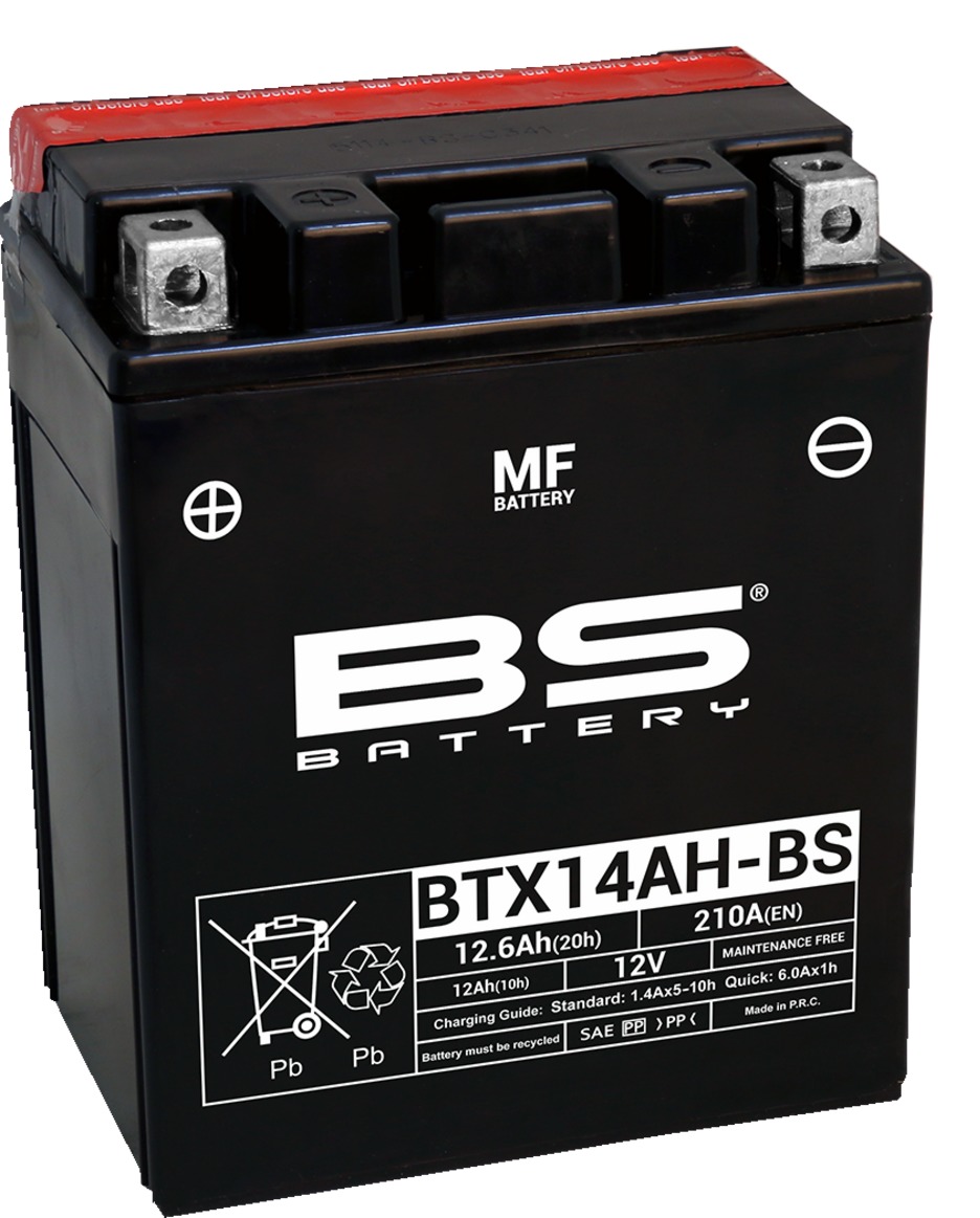 Maintenance Free Sealed Battery - Replaces YTX14AH-BS - Click Image to Close