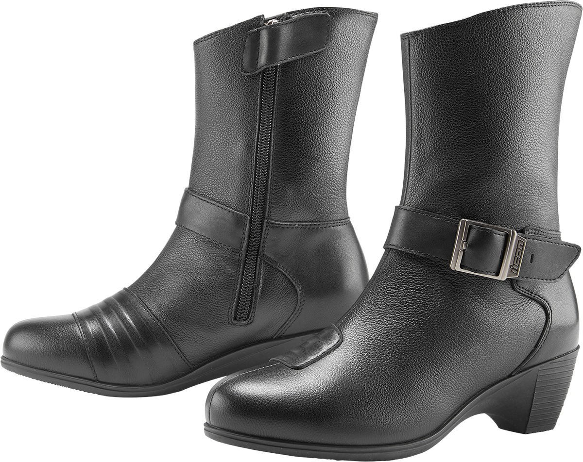 ICON Women's Tuscadero Boots Black Size 5.5 - Protective riding boots for women - Click Image to Close