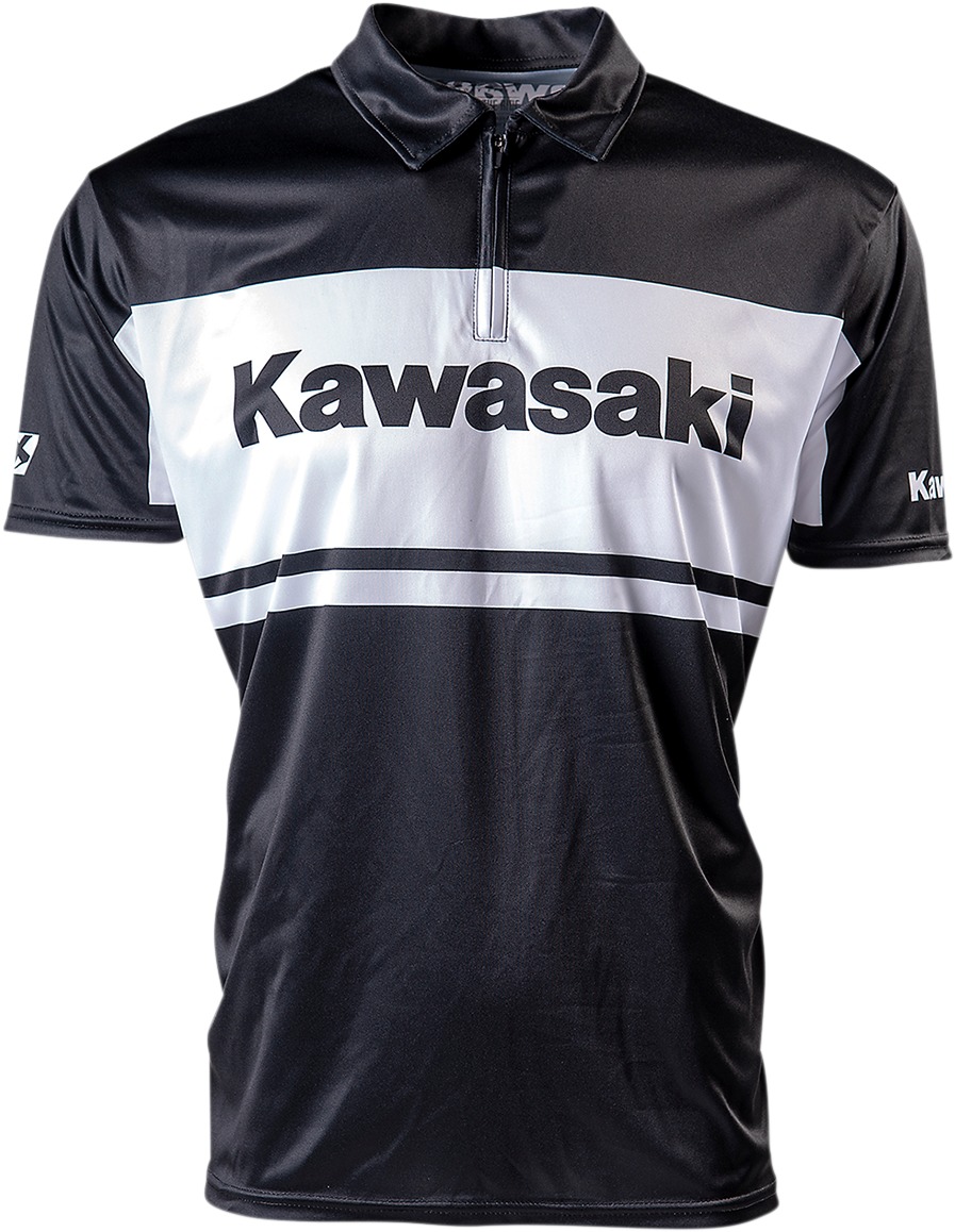 Men's Kawasaki Team Pit Shirt - Kaw Team Pit Shirt Blkwht Md - Click Image to Close