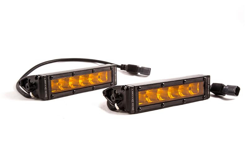 6 In LED Light Bar Single Row Straight SS6 - Amber Driving Light Bar (Pair) - Click Image to Close