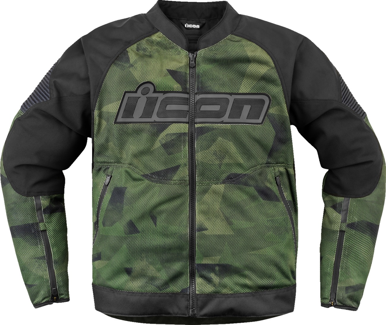 ICON Overlord3 Mesh Camo Jacket 2XL Men's Camo Green - Durable mesh riding jacket - Click Image to Close