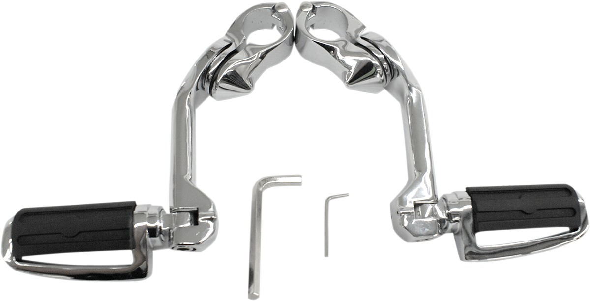 Slotted Clamp-On Highway Bar Footpegs w/Mount 1-1/4" Chrome - Click Image to Close