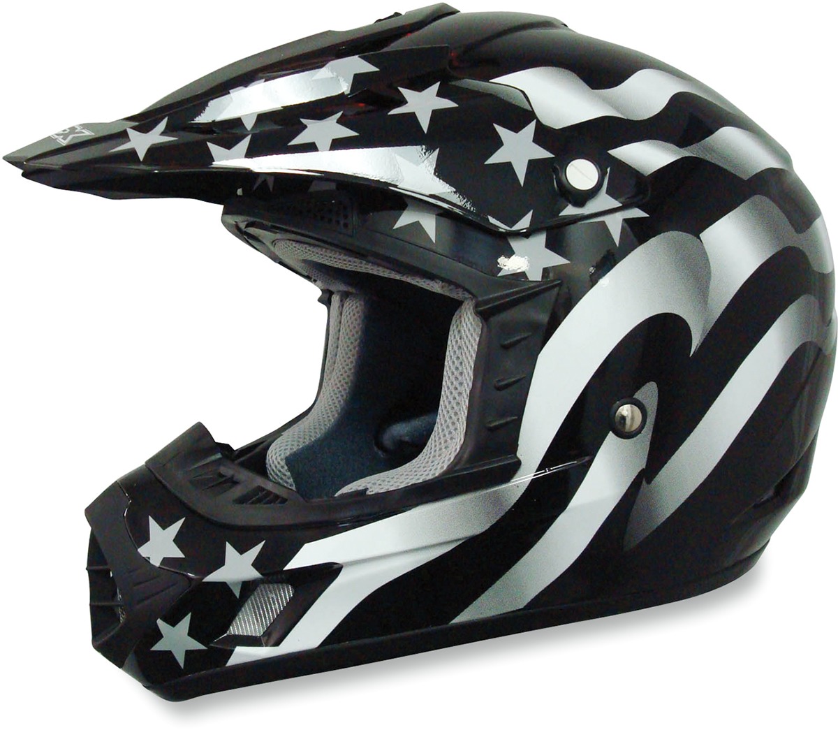 FX-17 Flag Full Face Offroad Helmet White/Black Small - Click Image to Close