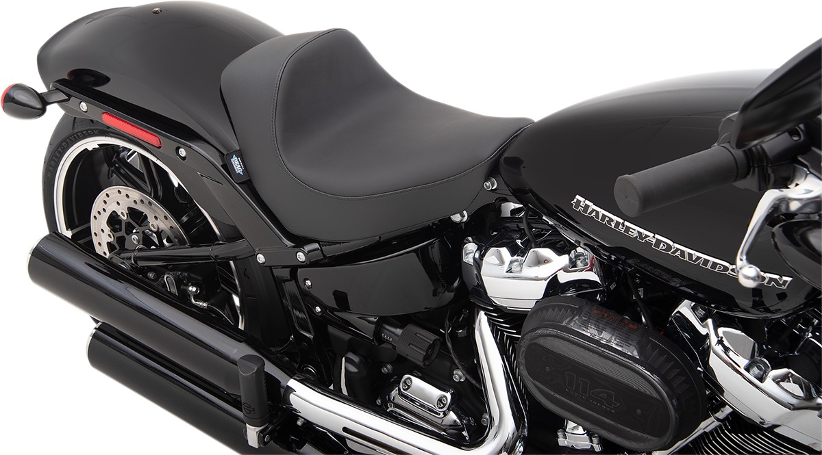 EZ Mount Smooth SR Leather Solo Seat Black Low - For 18-20 Harley FXBR - Click Image to Close