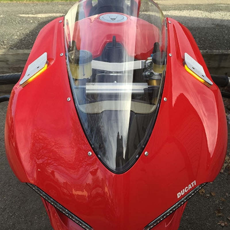 15-19 Ducati 1299 Panigale Mirror Block Off Turn Signals Brushed Aluminum - Click Image to Close