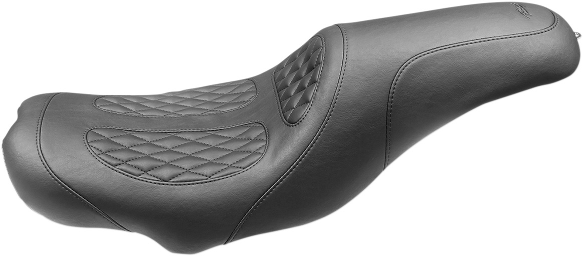 Dave Perewitz Diamond-Inner Vinyl 2-Up Seat Low - For 08-20 FLH FLT w/Razorback - Click Image to Close