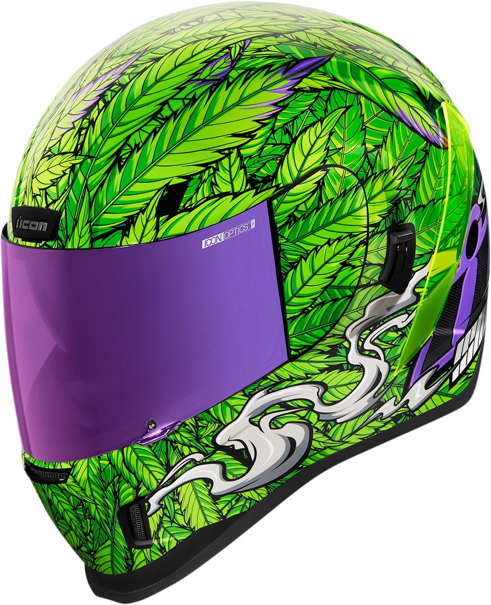 ICON Airform Ritemind Glow Helmet XL Green - Full-face helmet with glow-in-the-dark graphics - Click Image to Close