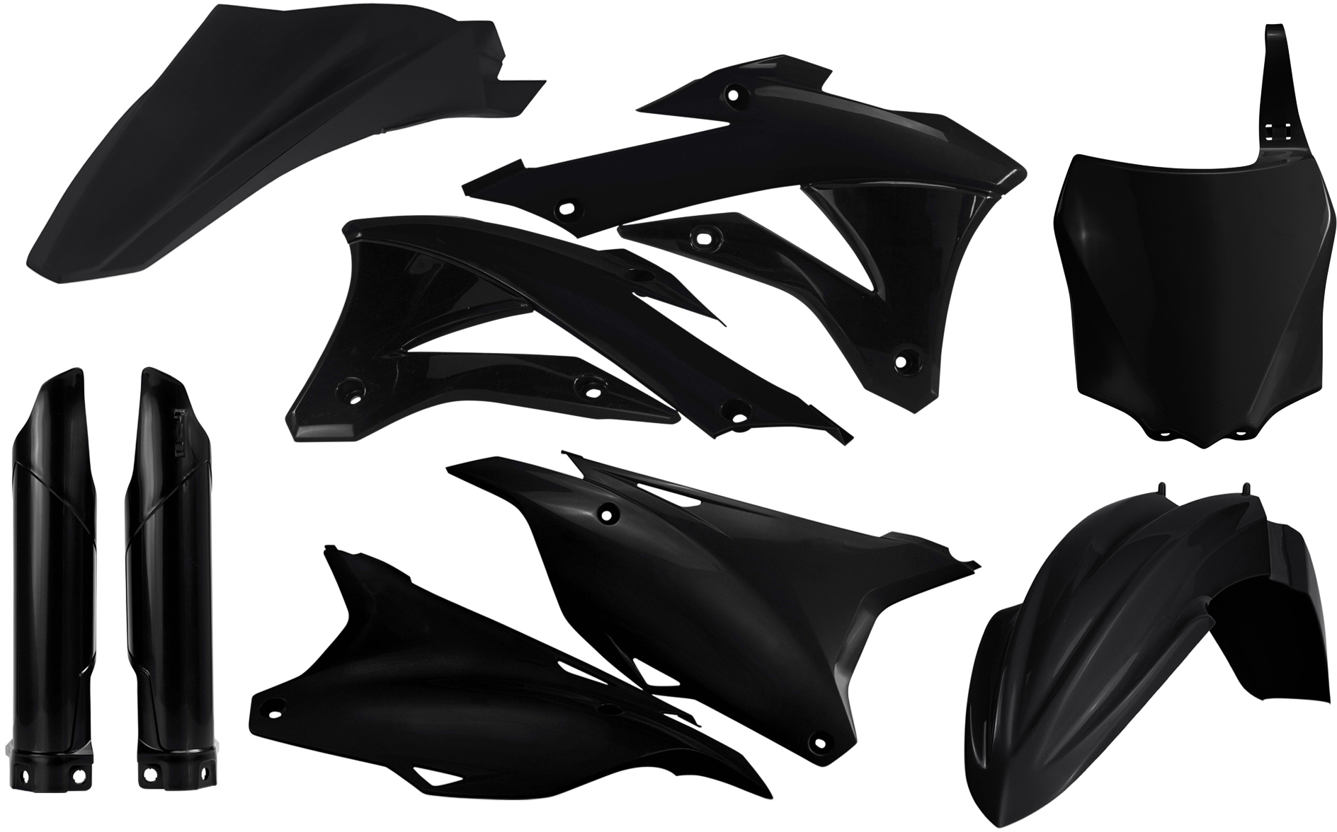 Full Plastic Kit - Black - For 14-21 Kawasaki KX85 KX100 - Click Image to Close