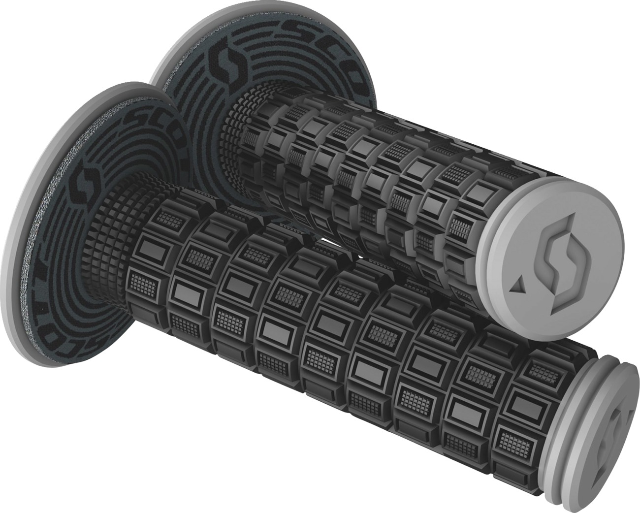 Scott Mellow Grips Black & Gray for Motorcycles & Twist Throttles - Click Image to Close