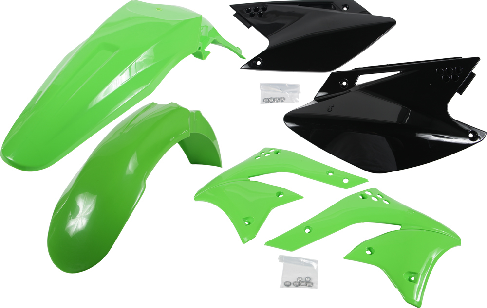 Green/Black Plastic Kit - Original 08 - For 06-08 Kawasaki KX250F - Click Image to Close