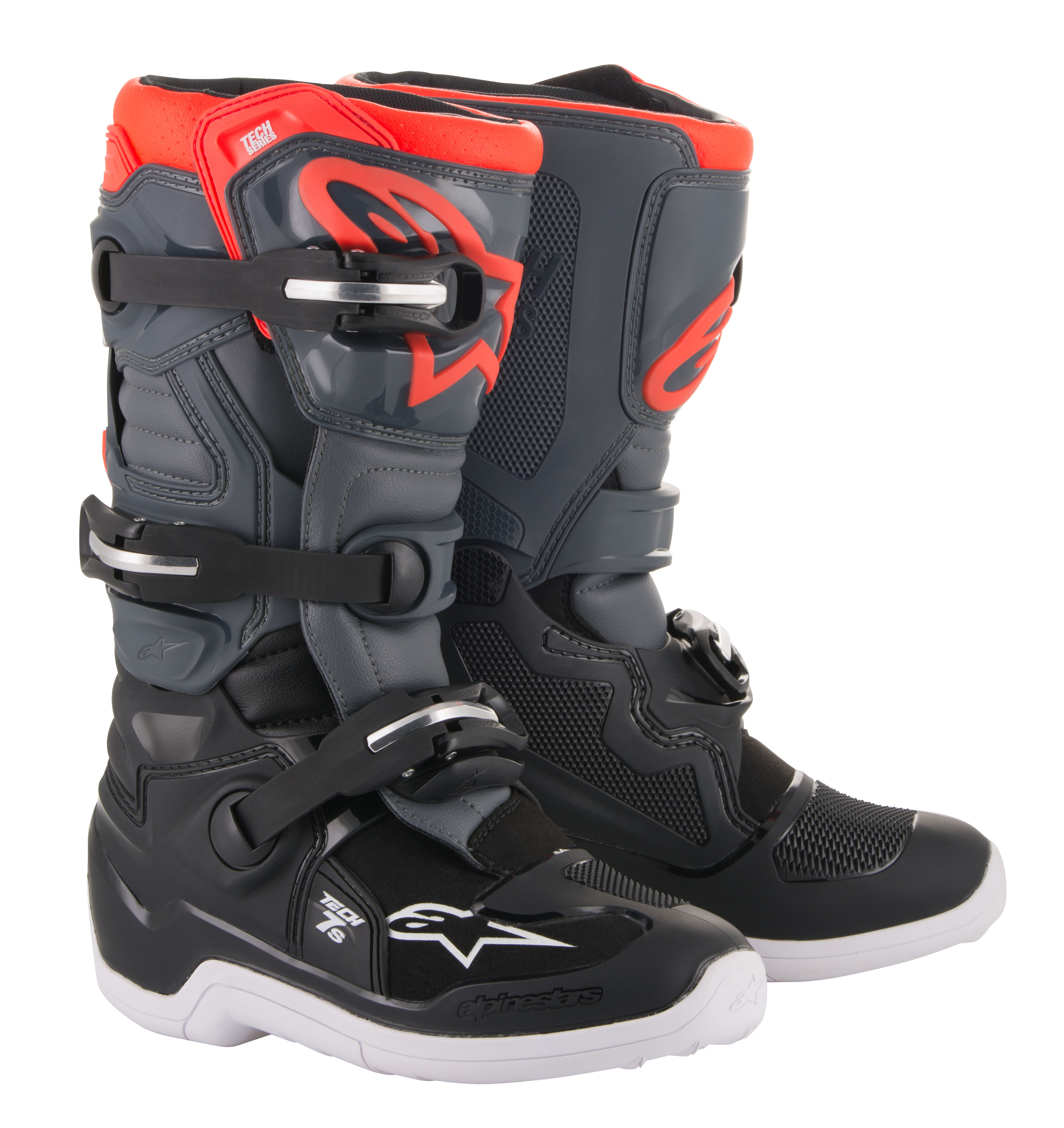 Youth Tech 7S Boots Grey/Red Size Y-02 - Click Image to Close