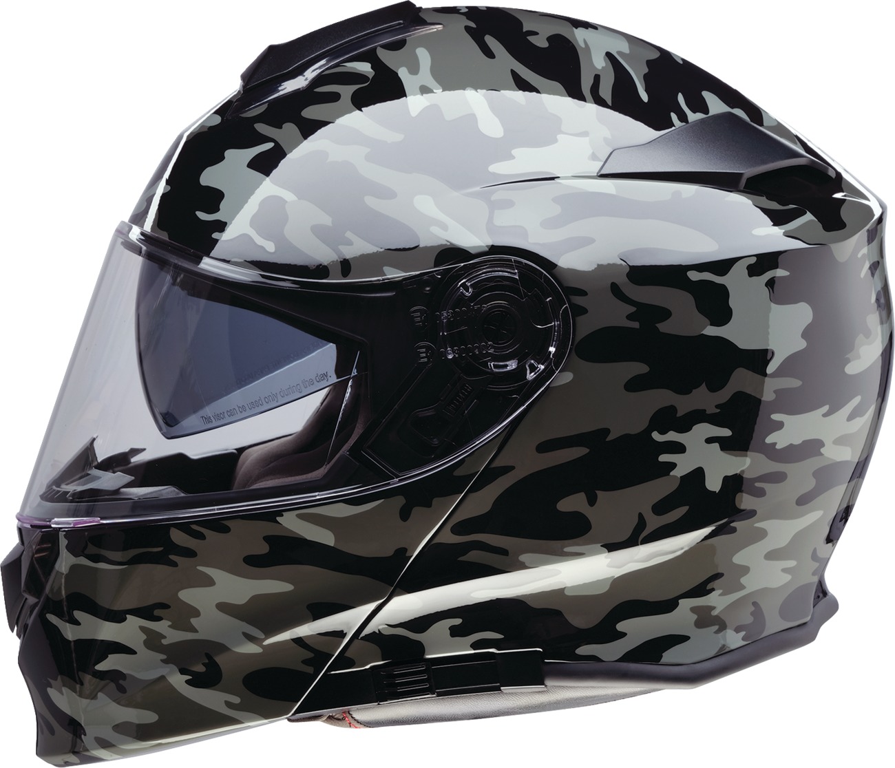 Z1R Solaris 2.0 Camo Modular Helmet XL Stealth/Black/Gray - Modular helmet with drop-down sun visor - Click Image to Close