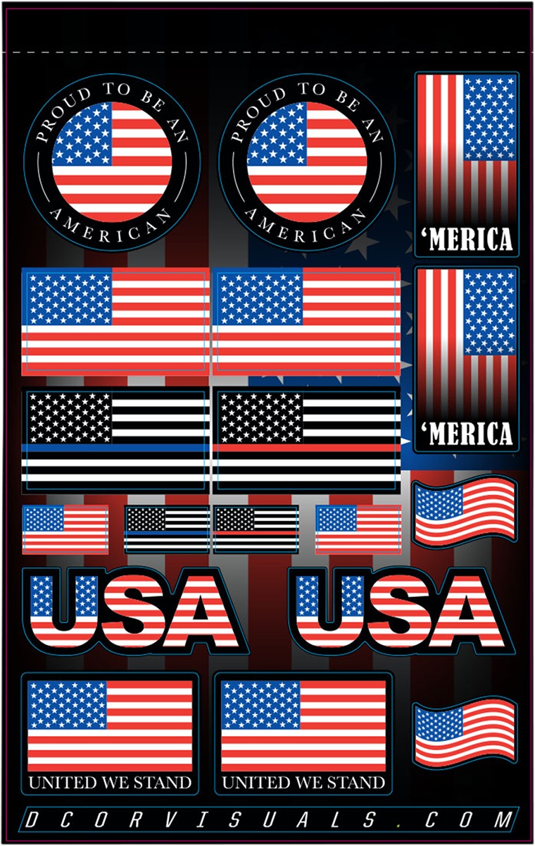 USA Universal Decal Sheet - 12 mil Ultracurve Vinyl - America F-Yeah! - Click Image to Close