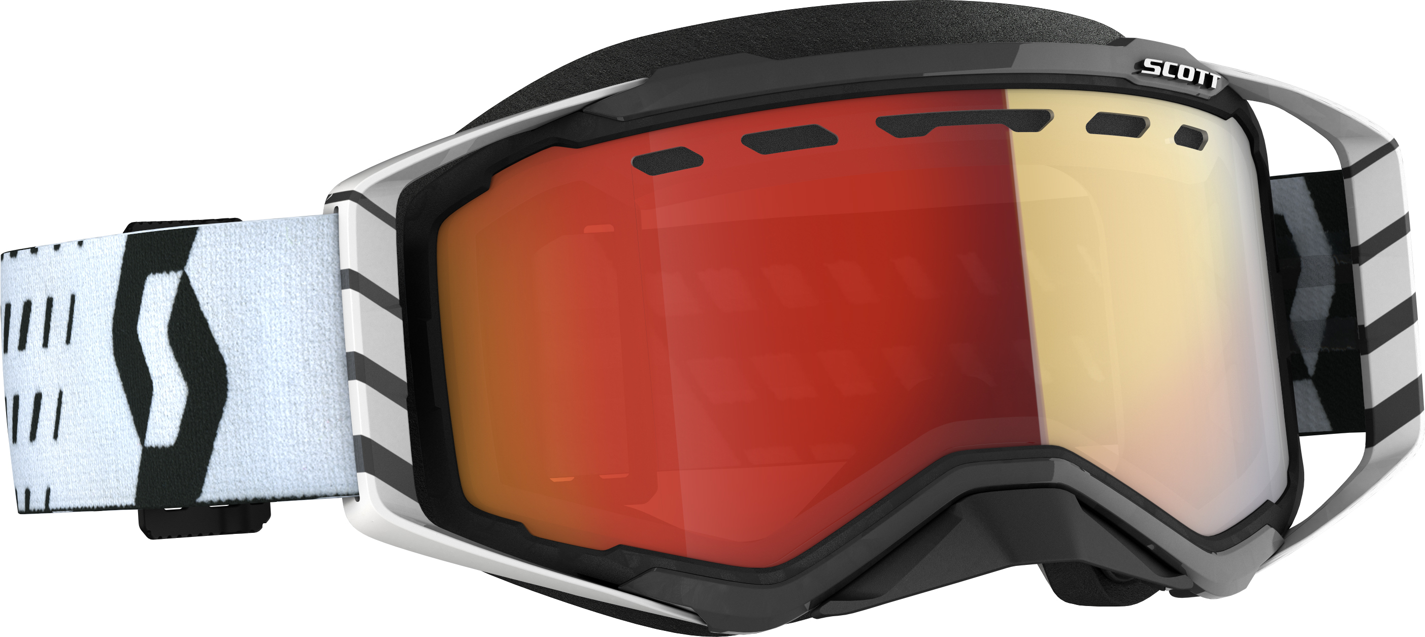 Prospect Snowcross Goggle Blk/Wht Enhancer Red Chrome Lens - Click Image to Close