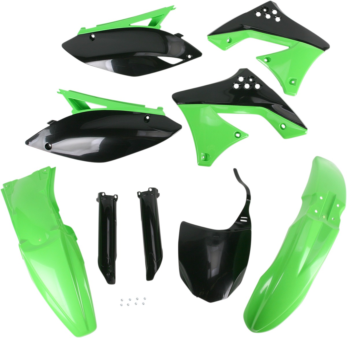 Full Plastic Kit - Green / Black Original 2010 - For 09-12 Kawasaki KX250F - Click Image to Close