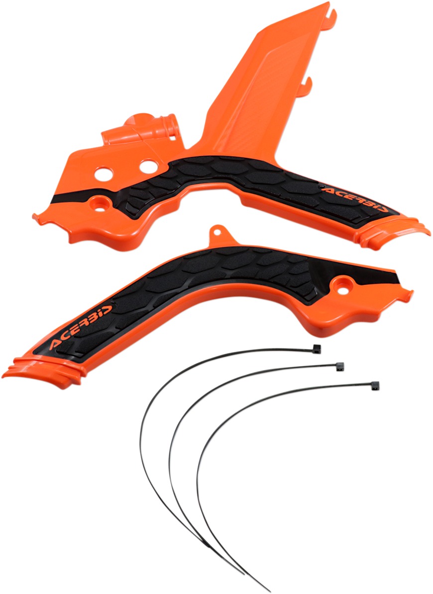 X-Grip Frame Guards Orange/Black - For 19-22 KTM 125-450 SX/F XC/F - Click Image to Close