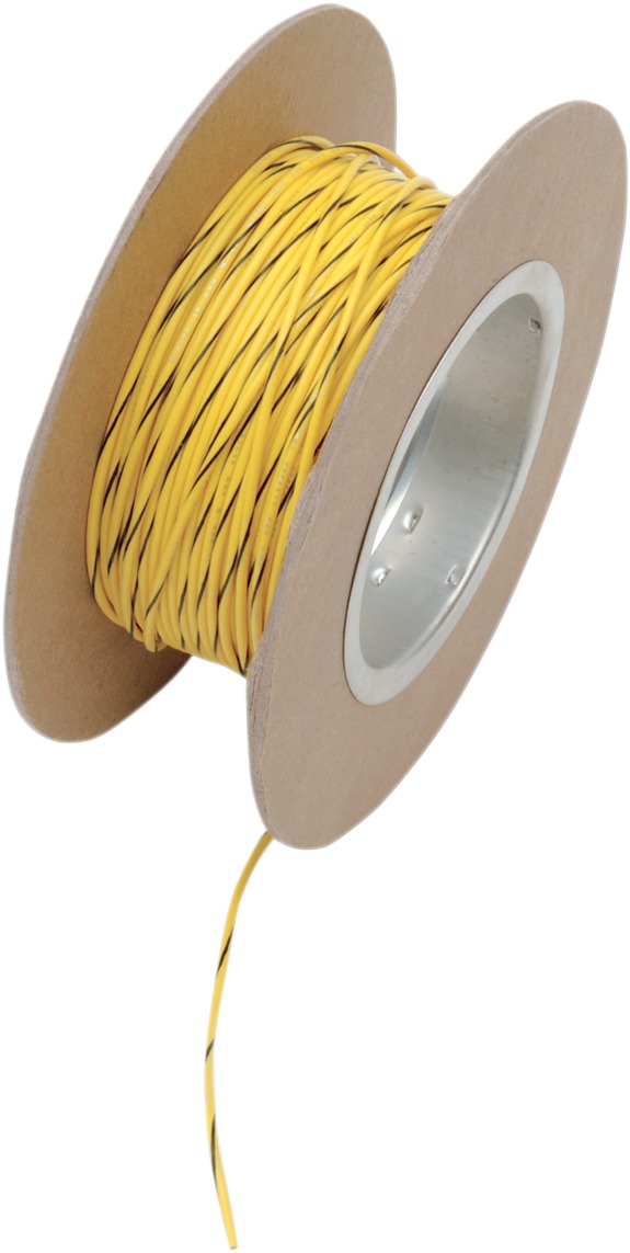 Yellow / Black 18 Gauge OEM Color Match Primary Wire - 100' Spool - Click Image to Close