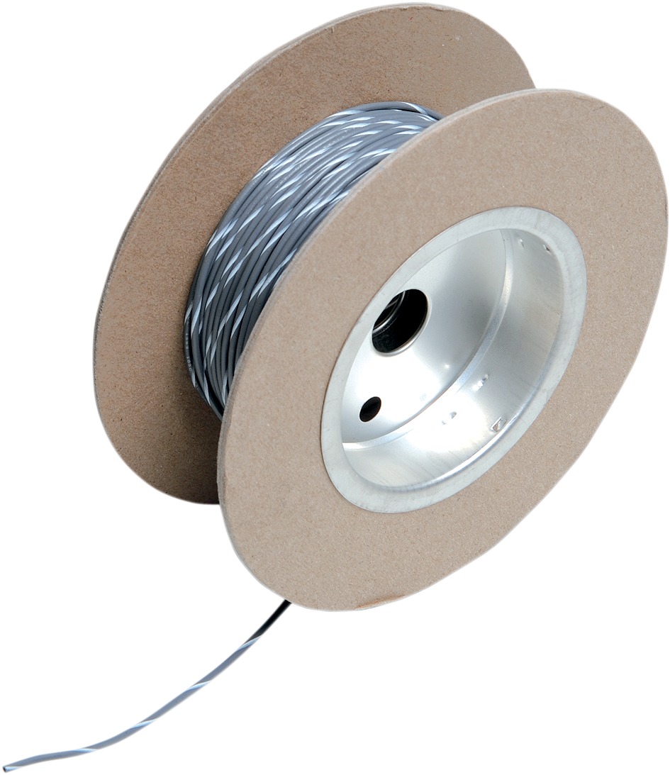 Gray / White 18 Gauge OEM Color Match Primary Wire - 100' Spool - Click Image to Close