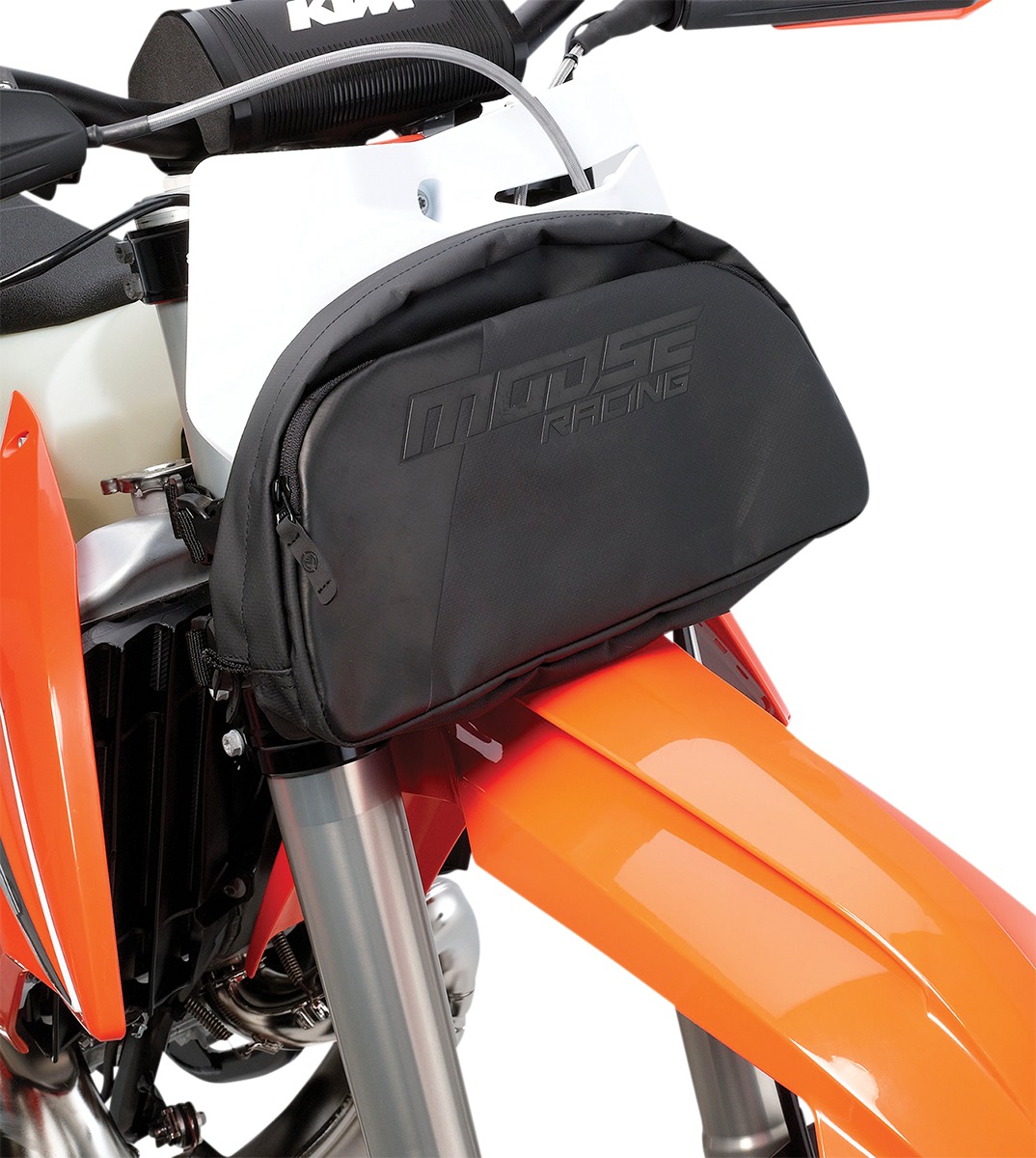 Number Plate Trail Pack - Bag mounts to fork tubes, handlebars, or both - Click Image to Close