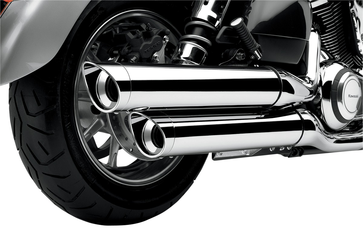 Scallop Tipped Slip On Exhaust - For 09-12 VN1700 Vulcan - Click Image to Close