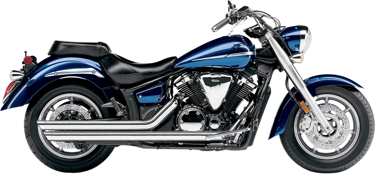 Speedster Slashdown Full Exhaust Chrome - For 07-15 Yamaha V-Star 1300 - Click Image to Close