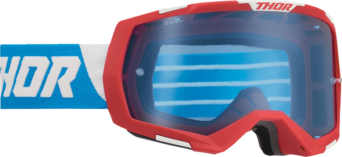 Regiment Goggles - Red White & Blue w/ Blue Lens - Click Image to Close