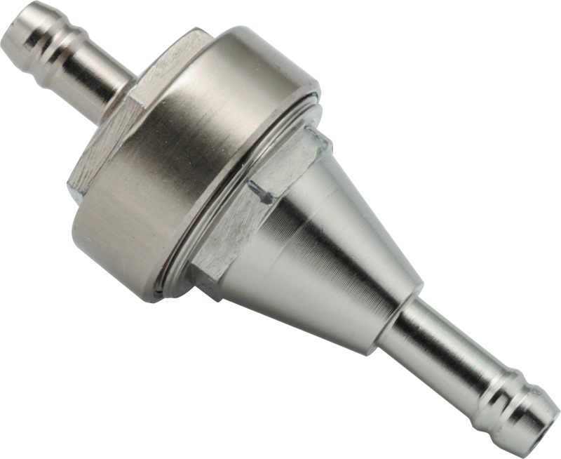 1/4 in Inline Fuel Filter - 1.25" Long Aluminum Housing - Ti Color - Click Image to Close