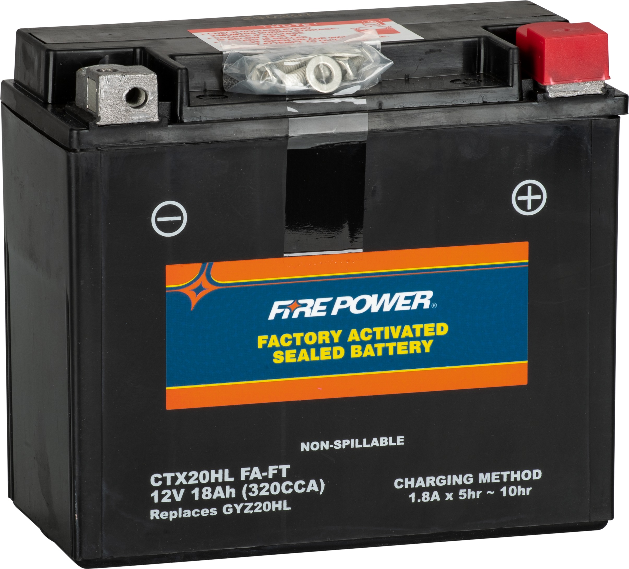 Factory Activated Maintenance Free Sealed Battery - Replaces YTX20HL-BS - Click Image to Close