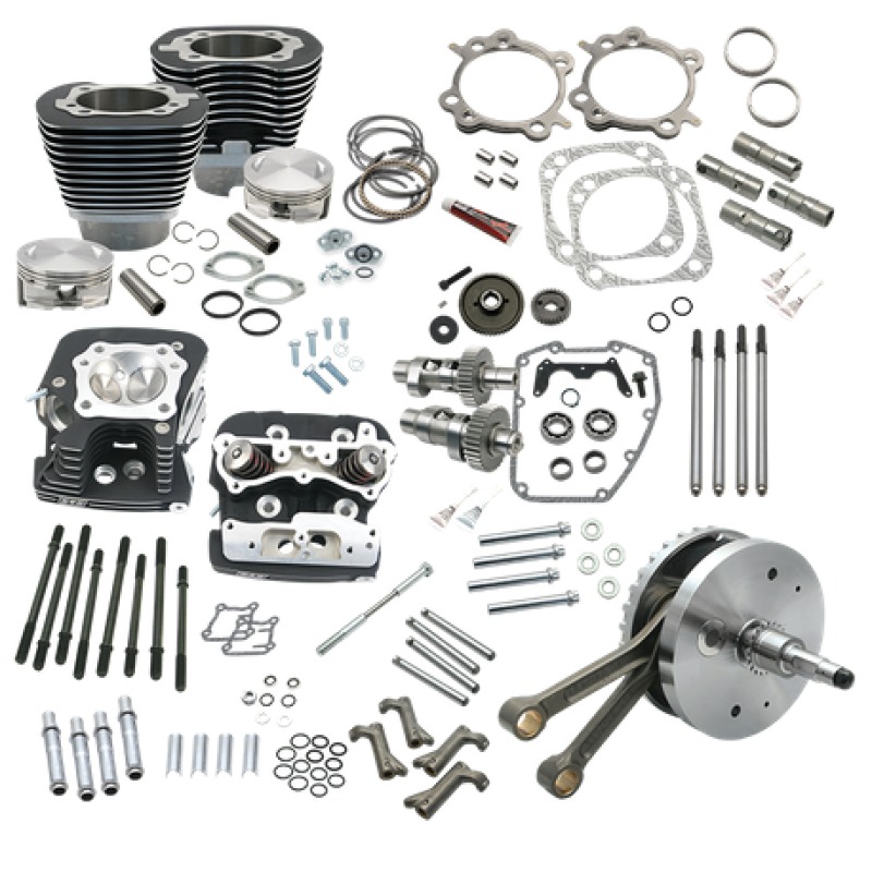 00-06 BT 124in Hot Set Up Kit w/ S&S Cylinder Heads - Wrinkle Black - Click Image to Close