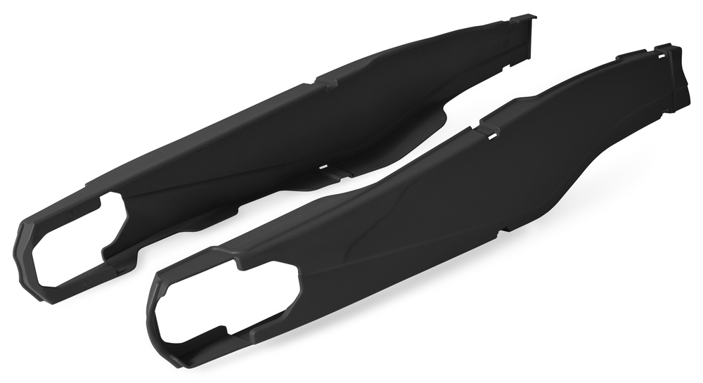 Black Swingarm Protectors - For Link Arms on 13-22 KTM, 14-22 HQV, 20-22 GasGas - Click Image to Close