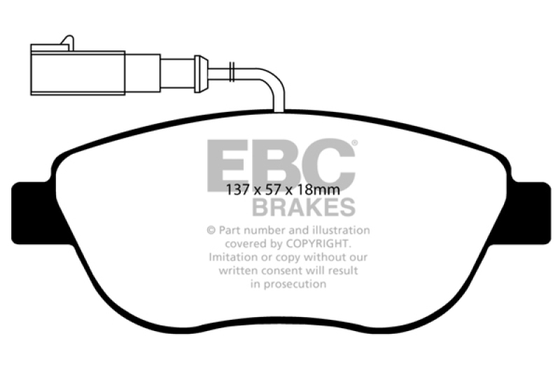 Redstuff Front Brake Pads - For 12+ Fiat 500 1.4 Turbo Abarth - Click Image to Close