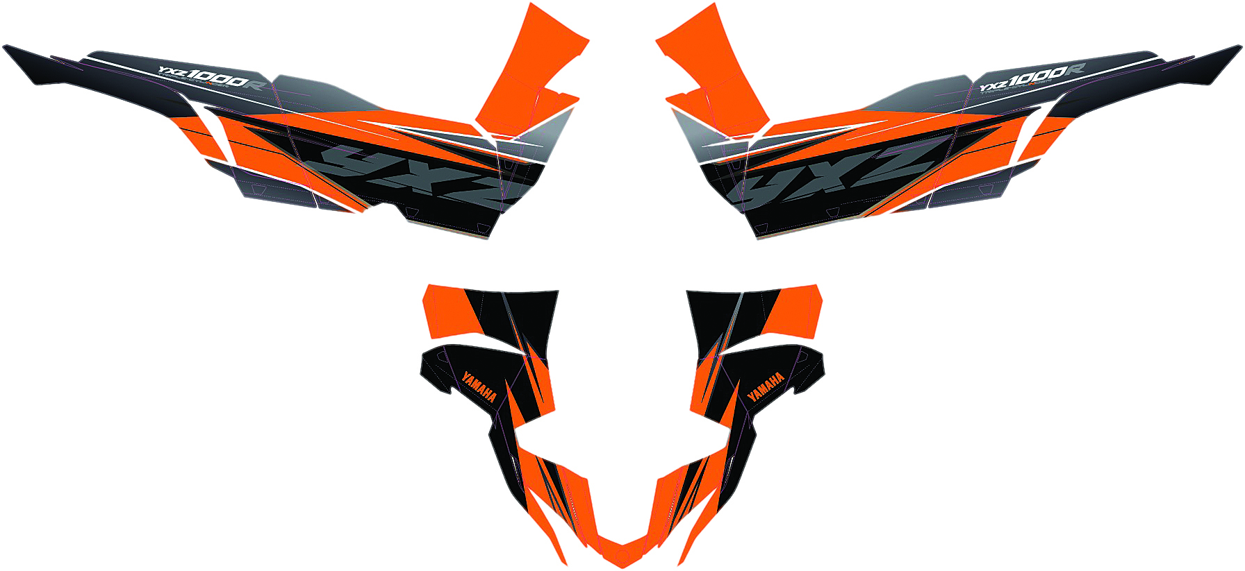 Graphic Kit Orange/Black - For Yamaha YXZ1000 - Click Image to Close