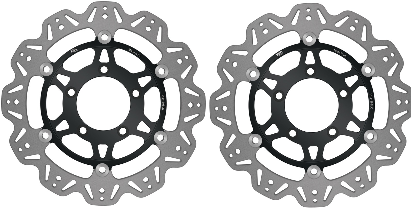 Front VEE Brake Rotors - Black - VEE Style Brake Rotor - Black Center Front Kit - Click Image to Close