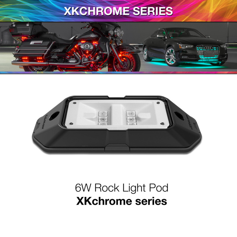 XK Glow XKchrome Low Profile Ultra Bright Rock Light Pod 6W - Click Image to Close