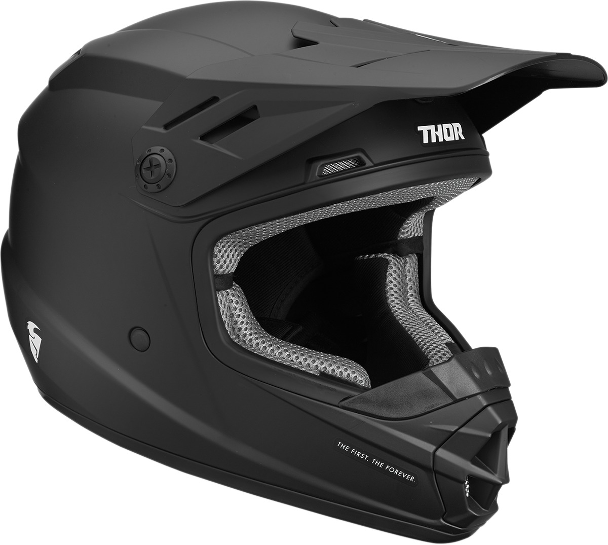 Youth Sector Full Face Offroad Helmet Solid Black Y-Medium - Click Image to Close