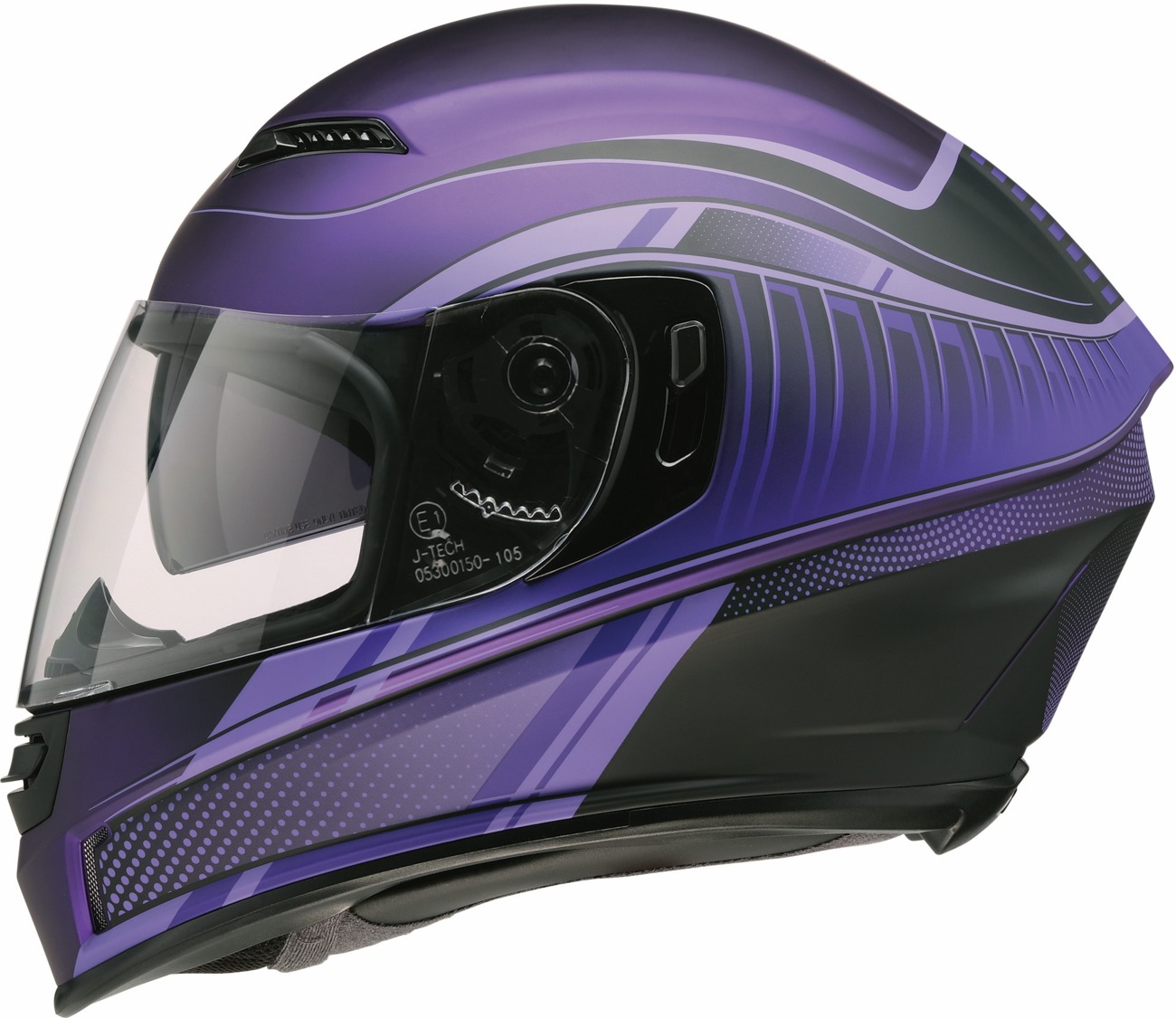 Z1R Jackal Dark Matter Helmet Matte Black/Purple - L - Full-face helmet with sun visor, size L - Click Image to Close