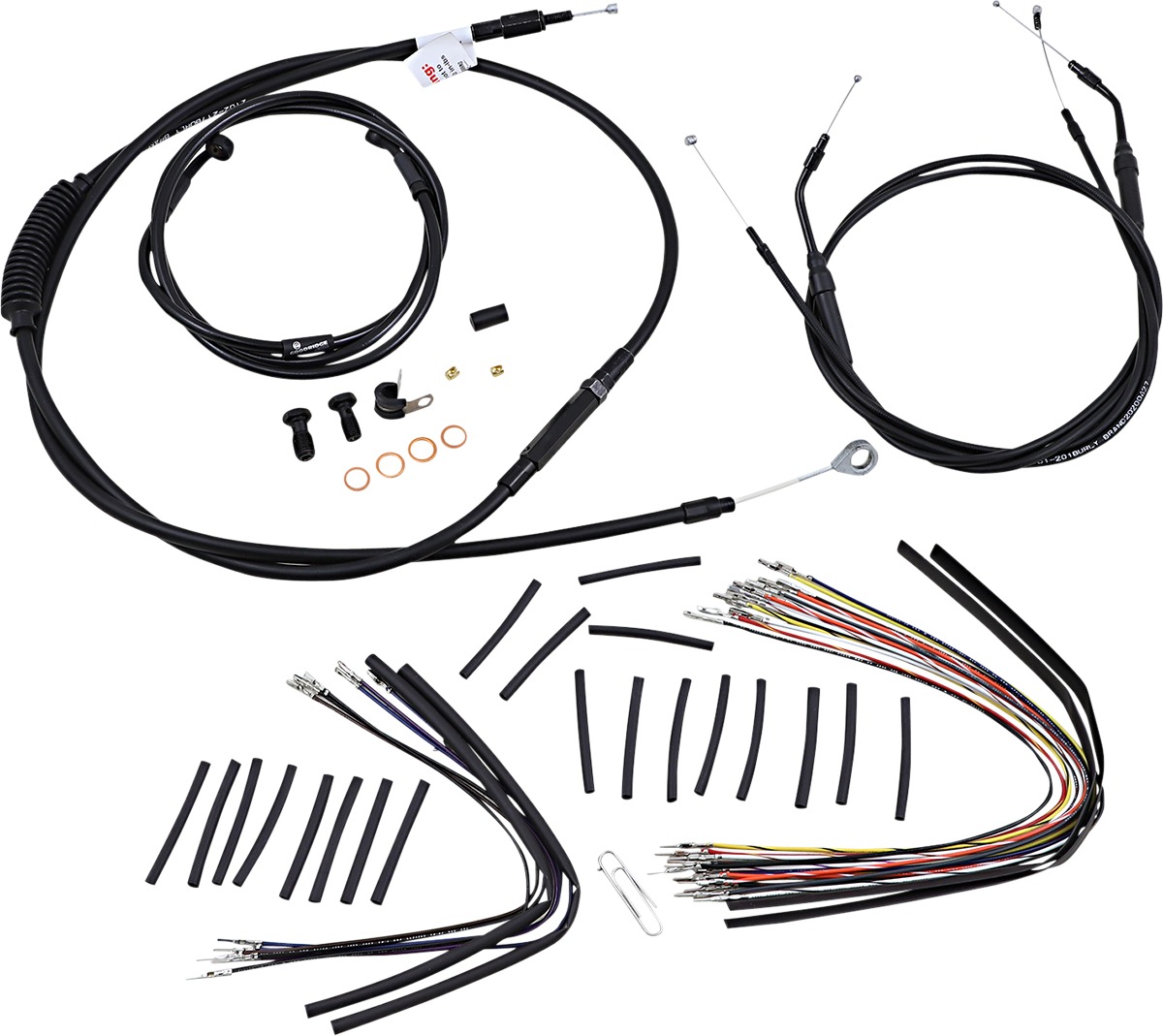 Extended Black Control Cable Kit For Dynas - 16" tall bars - Click Image to Close