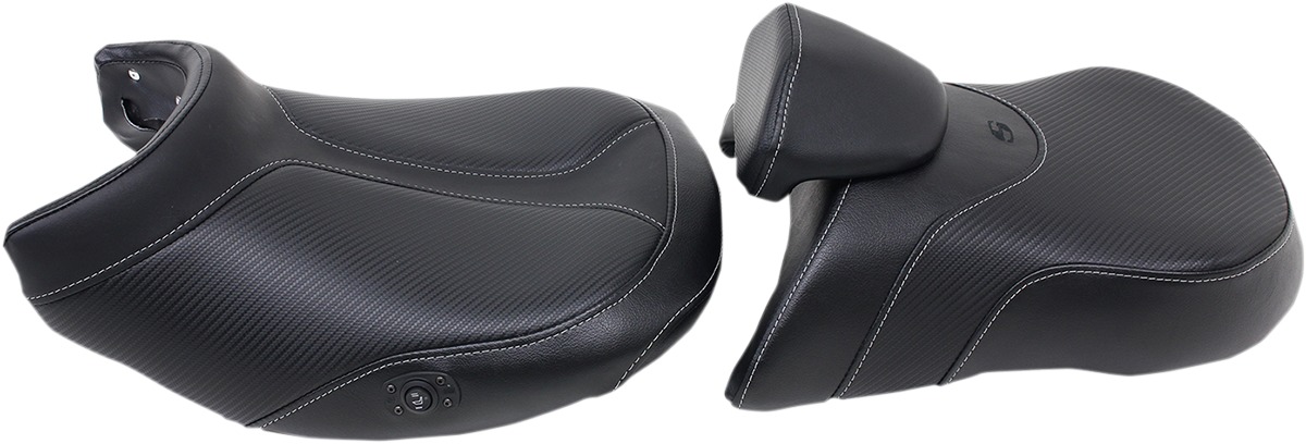 Heated Adventure Tour Vinyl 2-Up Seat Black Foam Low - R1200GS - Click Image to Close