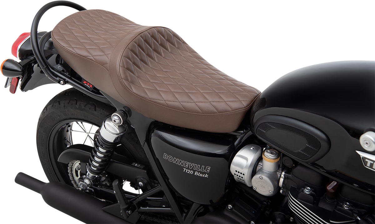 Diamond Vinyl 2-Up Seat Brown Low - Bonneville Street Twin Scrambler - Click Image to Close