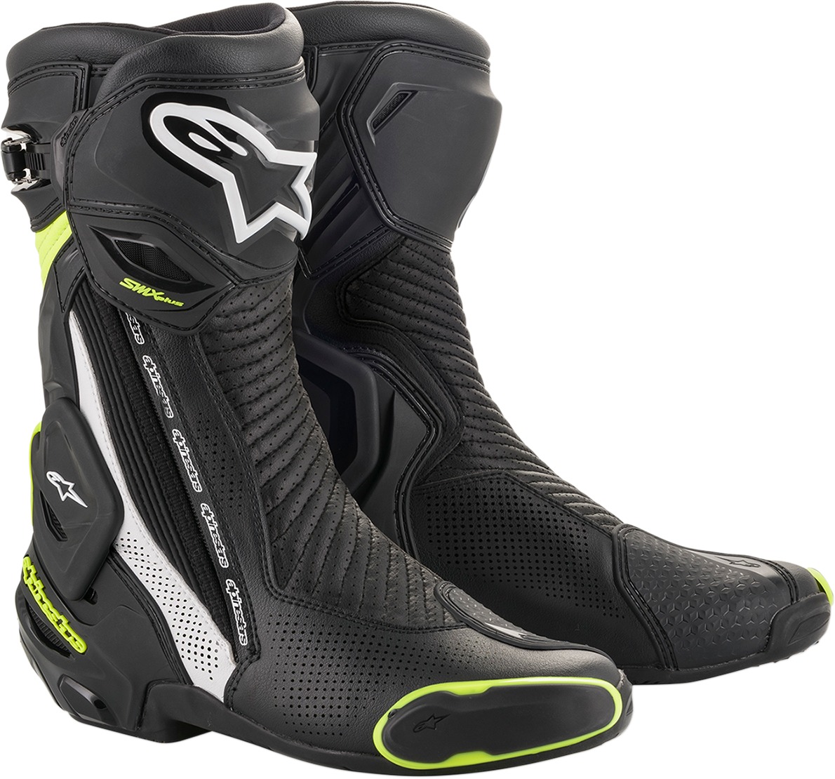 SMX Plus Street Riding Boots Black/White/Yellow US 11.5 - Click Image to Close